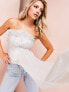 ASOS LUXE fan detail corset body in sparkle white