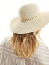 ALDO wide brim straw hat with pearl chain trim in natural