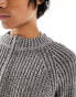 Reclaimed Vintage plated rib knit zip up jumper in grey