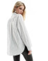 JDY long sleeve loose fit shirt in white with blue stripe Белый, M - EU 38 - фото #4