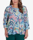 ფოტო #1 პროდუქტის Plus Size Classic Scroll Multicolor Patterned Top