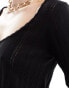 Фото #2 товара ASOS DESIGN Tall tie front pointelle crop cardigan in black