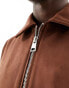 River Island suedette bomber jacket in brown Коричневый, L - Chest 41-43 - фото #3