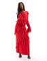 Daska ruffle maxi skirt co-ord in red