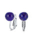 Gemstone Blue Lapis Lazuli Round Ball Stud Clip On Earrings For Women Non Piercing.925 Sterling Silver