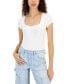 ფოტო #1 პროდუქტის Juniors' Cinch-Front Short Sleeve Bodysuit