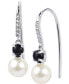 ფოტო #1 პროდუქტის Cultured Freshwater Pearl (6 1/2mm), Onyx, & Lab-Grown White Sapphire (1/10 ct. t.w.) Drop Earrings in Sterling Silver
