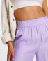 Фото #3 товара Monki metallic straight leg trousers in lilac