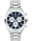 ფოტო #1 პროდუქტის Men's Datron Swiss Quartz Chrono Silver Tone Stainless Steel Watch 40mm
