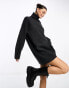 Фото #2 товара eekday Annie wool blend roll neck mini jumper dress in off-black melange exclusive to ASOS