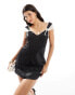 Love Triangle corset contrast mini dress in black and vintage cream