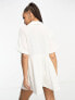 ASOS DESIGN crinkle collared smock playsuit in ivory