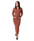 Maternity Maxi Nursing V-Neck Sweater Dress in Cotton Knit