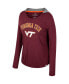 ფოტო #2 პროდუქტის Women's Maroon Virginia Tech Hokies Distressed Heather Long Sleeve Hoodie T-shirt