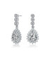 Фото #1 товара Sterling Silver with White Gold Plated Clear Pear and Round Cubic Zirconia Halo Drop Earrings