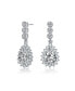 ფოტო #1 პროდუქტის Sterling Silver with White Gold Plated Clear Pear and Round Cubic Zirconia Halo Drop Earrings