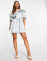 Фото #8 товара ASOS EDITION ruffle detail mini smock dress in blue floral jacquard