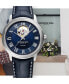 ფოტო #8 პროდუქტის Men's Swiss Automatic Maestro Blue Leather Strap Watch 39.5mm