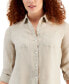 Women's 100% Linen Shirt, Created for Macy's Коричневый, XL - фото #3