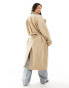 ONLY Curve longline trench coat in beige