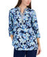 ფოტო #1 პროდუქტის Petite 100% Linen Bloom Print Split-Neck Tunic, Created for Macy's