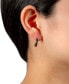 ფოტო #2 პროდუქტის Black Crystal Small Hoop Earrings in Sterling Silver, 0.59", Created for Macy's