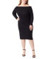 ფოტო #1 პროდუქტის Trendy Plus Size Aaryn Rib-Knit Off-The-Shoulder Dress