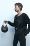 Sequinned mini bucket bag