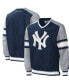 Men's Navy New York Yankees Yardline V-Neck Pullover Windbreaker