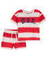 Фото #1 товара Baby 2-Piece USA Striped Outfit Set NB