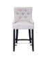 Фото #1 товара Барный стул с подлокотниками WestinTrends из льняной ткани 24" с накладными пуговицами
