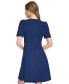 ფოტო #4 პროდუქტის Women's Button-Detail Short-Sleeved Fit & Flare Dress