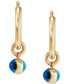 ფოტო #3 პროდუქტის Evil Eye Glass Bead Dangle Hoop Earrings in 10k Gold