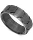 ფოტო #1 პროდუქტის Men's Beveled Edge Tread Wedding Band in Gunmetal Gray Tungsten Carbide