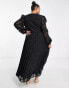 Фото #2 товара ASOS DESIGN Curve burnout button through shirred waist pleated midi dress in black