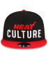 ფოტო #4 პროდუქტის Men's Black, Red Miami Heat 2023/24 City Edition 9FIFTY Snapback Adjustable Hat