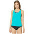 Фото #1 товара Nike 266224 Women's Blur Layered Tankini Top Swimwear Oracle Aqua Size Medium