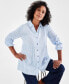 Фото #1 товара Petite Tiered Button-Front Long-Sleeve Shirt, Created for Macy's