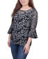 ფოტო #2 პროდუქტის Petite Burnout Bell-Sleeve Top