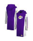 Фото #4 товара Women's Purple, White Los Angeles Lakers Bootleg Long Sleeve Hoodie T-shirt Dress