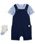 Фото #1 товара Baby 3-Piece Tee & Shortall Set NB