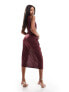 Фото #3 товара ASOS DESIGN high neck drape minimal cut out midi dress in plum