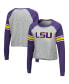 Фото #1 товара Women's Heathered Gray, Purple LSU Tigers Decoder Pin Raglan Long Sleeve T-shirt