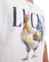 ASOS DESIGN oversized t-shirt in white with chicken print