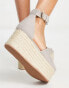 Фото #2 товара MIM Elisabetta studded two part espadrille flatforms in dark taupe