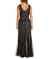 Фото #2 товара Women's Sequined V-Neck Godet Gown
