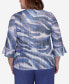 Plus Size Worth Avenue Women's Watercolor Animal Stripe Bell Sleeve Top