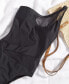 Фото #8 товара Women's One-Shoulder Mesh Cutout Swimsuit, Created for Macy's