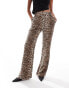 YAS high waisted flare trouser co-ord in leopard print - MULTI