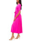 ფოტო #3 პროდუქტის Women's Three-Ring Keyhole-Neck Belted Midi Dress